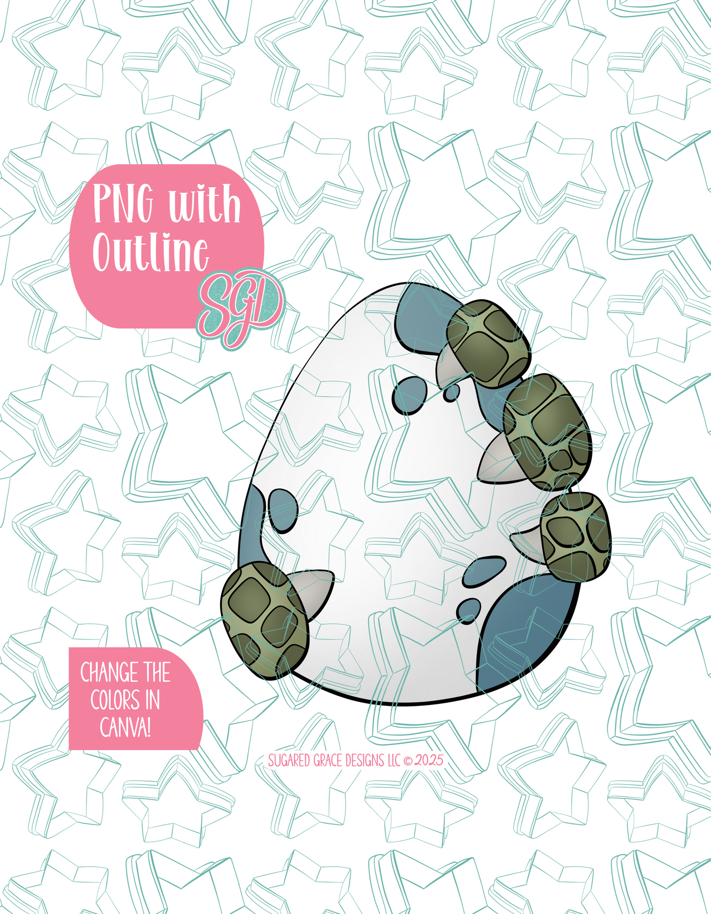 Dinosaur Egg PNG Image Set for Edible Ink Printers - Hand Drawn Editable Graphics