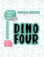 Dino Four Cookie Cutter Plaque with PNG Images to Match - Hand Drawn Graphics for Edible Ink Printers