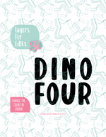 Dino Four Plaque Cookie Cutter STL File with PNG Images to Match - For 3D Printing and Edible Ink Printers