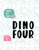 Dino Four Cookie Cutter Plaque with PNG Images to Match - Hand Drawn Graphics for Edible Ink Printers