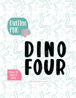 Dino Four Cookie Cutter Plaque with PNG Images to Match - Hand Drawn Graphics for Edible Ink Printers