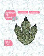 Dinosaur Foot Print PNG Image Set for Edible Ink Printers - Hand Drawn Editable Graphic