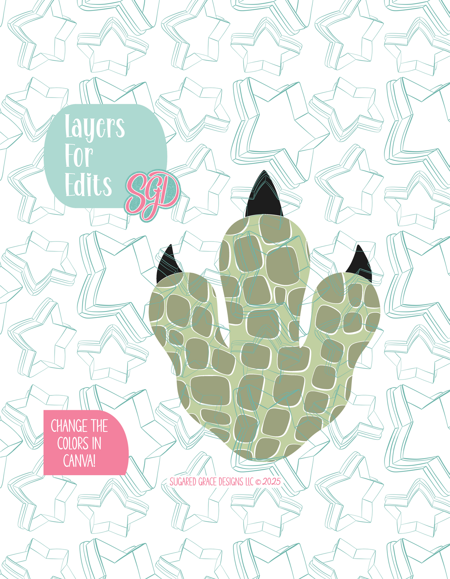 Dinosaur Print Cookie Cutter STL File with PNG Images to Match - For 3D Printing and Edible Ink Printers