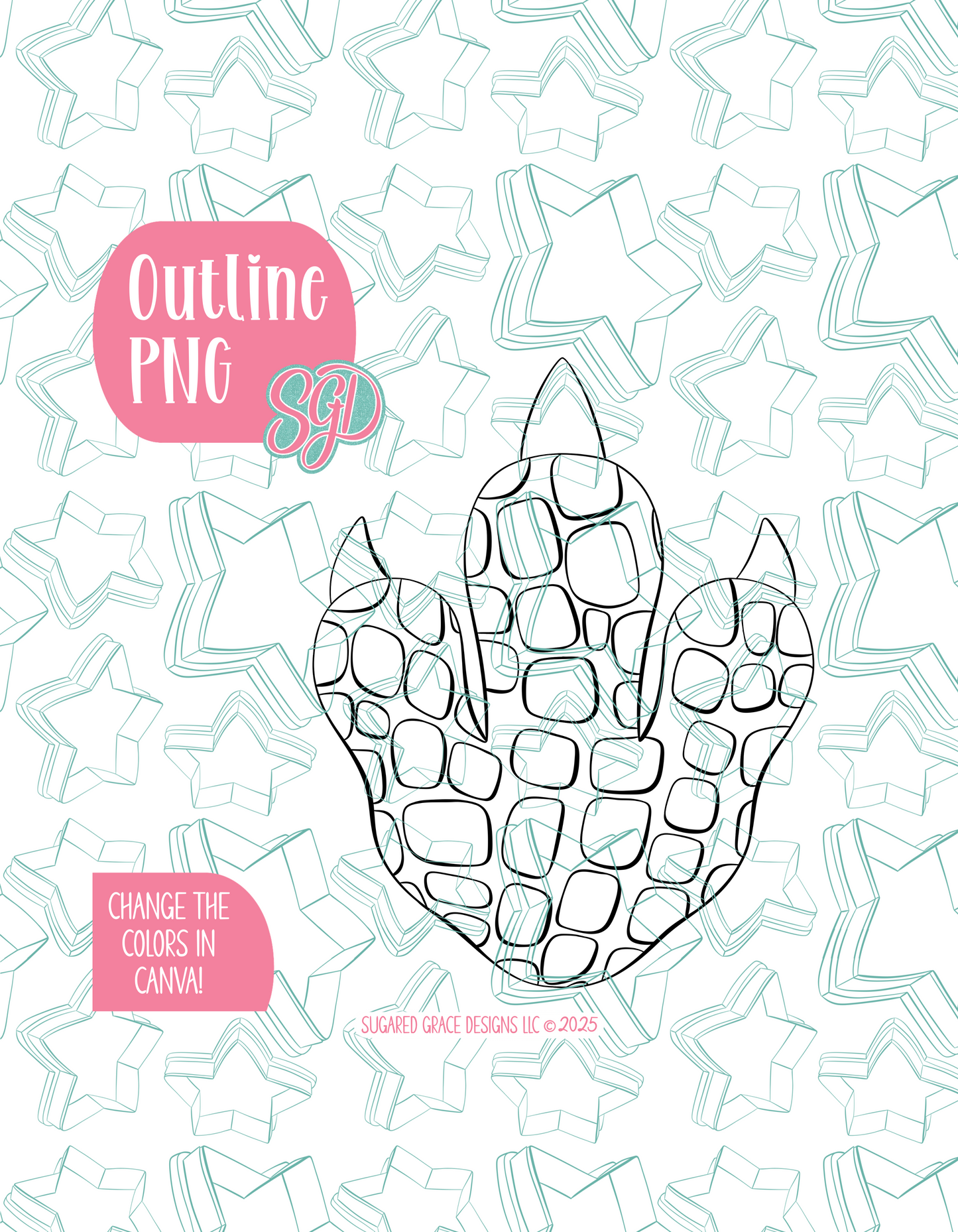 Dinosaur Foot Print PNG Image Set for Edible Ink Printers - Hand Drawn Editable Graphic