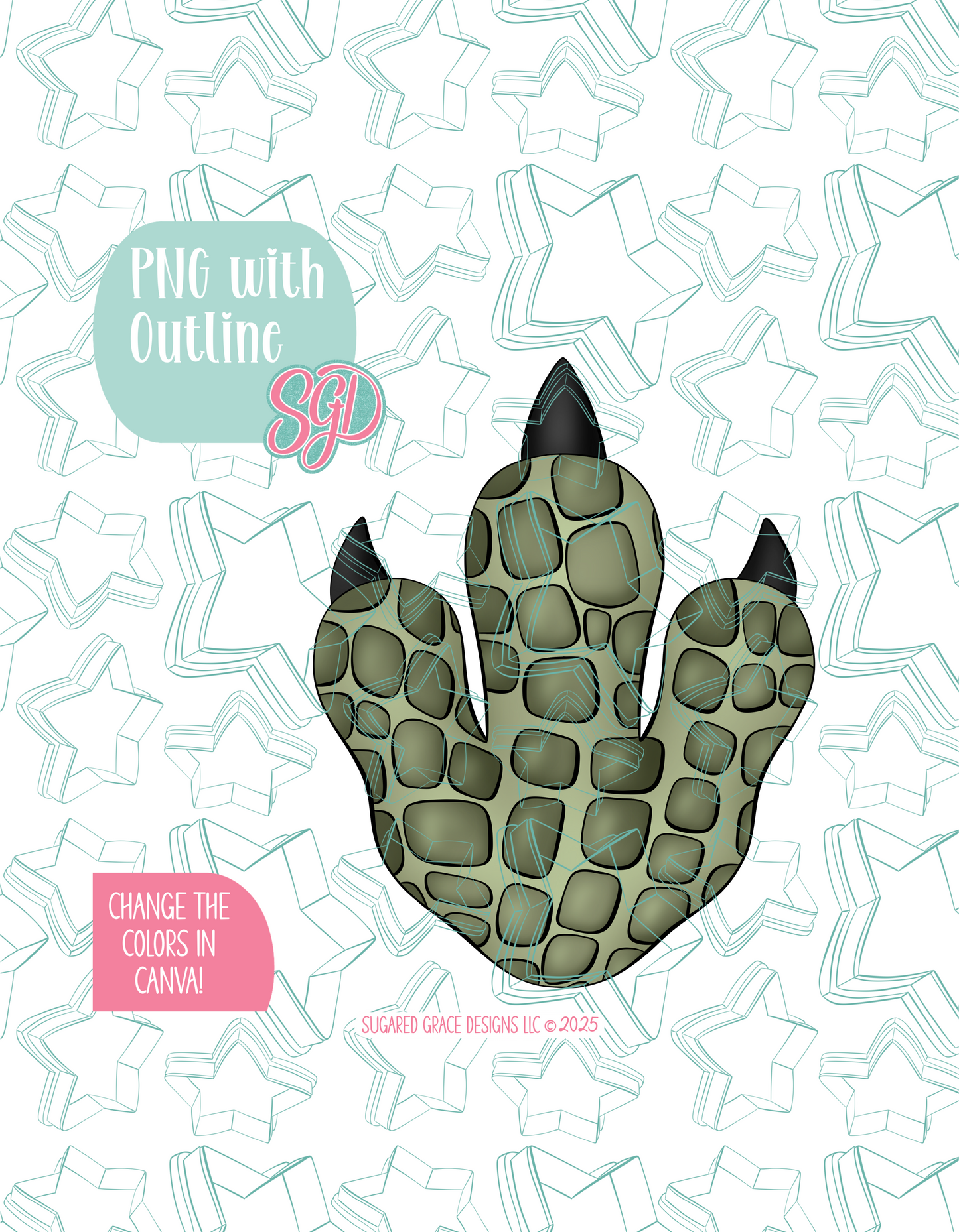 Dinosaur Print Cookie Cutter STL File with PNG Images to Match - For 3D Printing and Edible Ink Printers