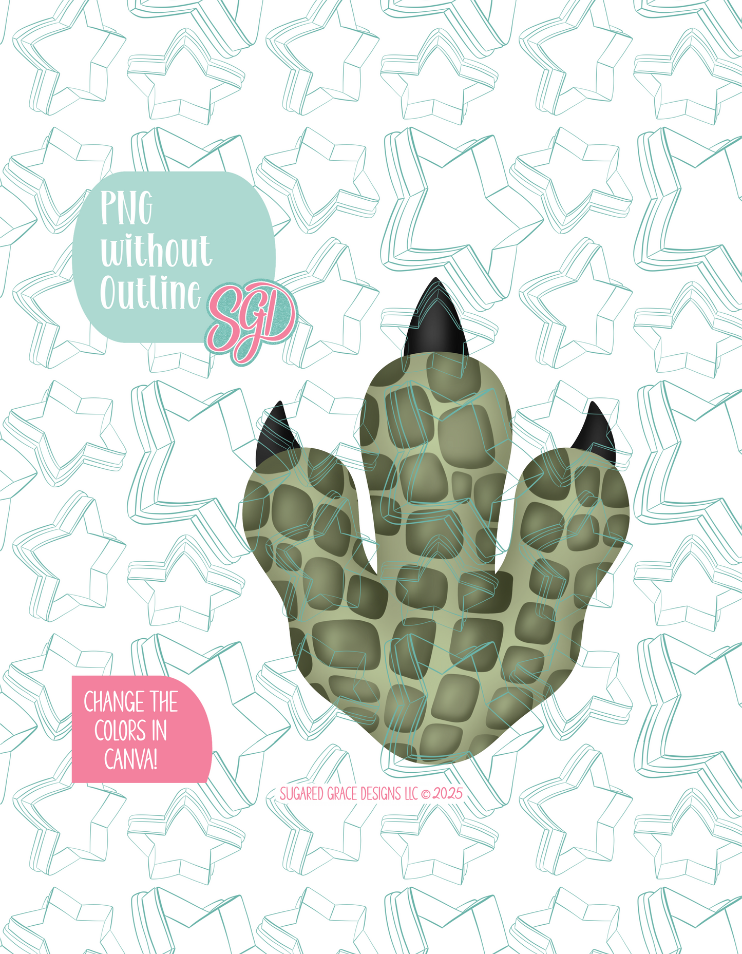 Dinosaur Print Cookie Cutter STL File with PNG Images to Match - For 3D Printing and Edible Ink Printers