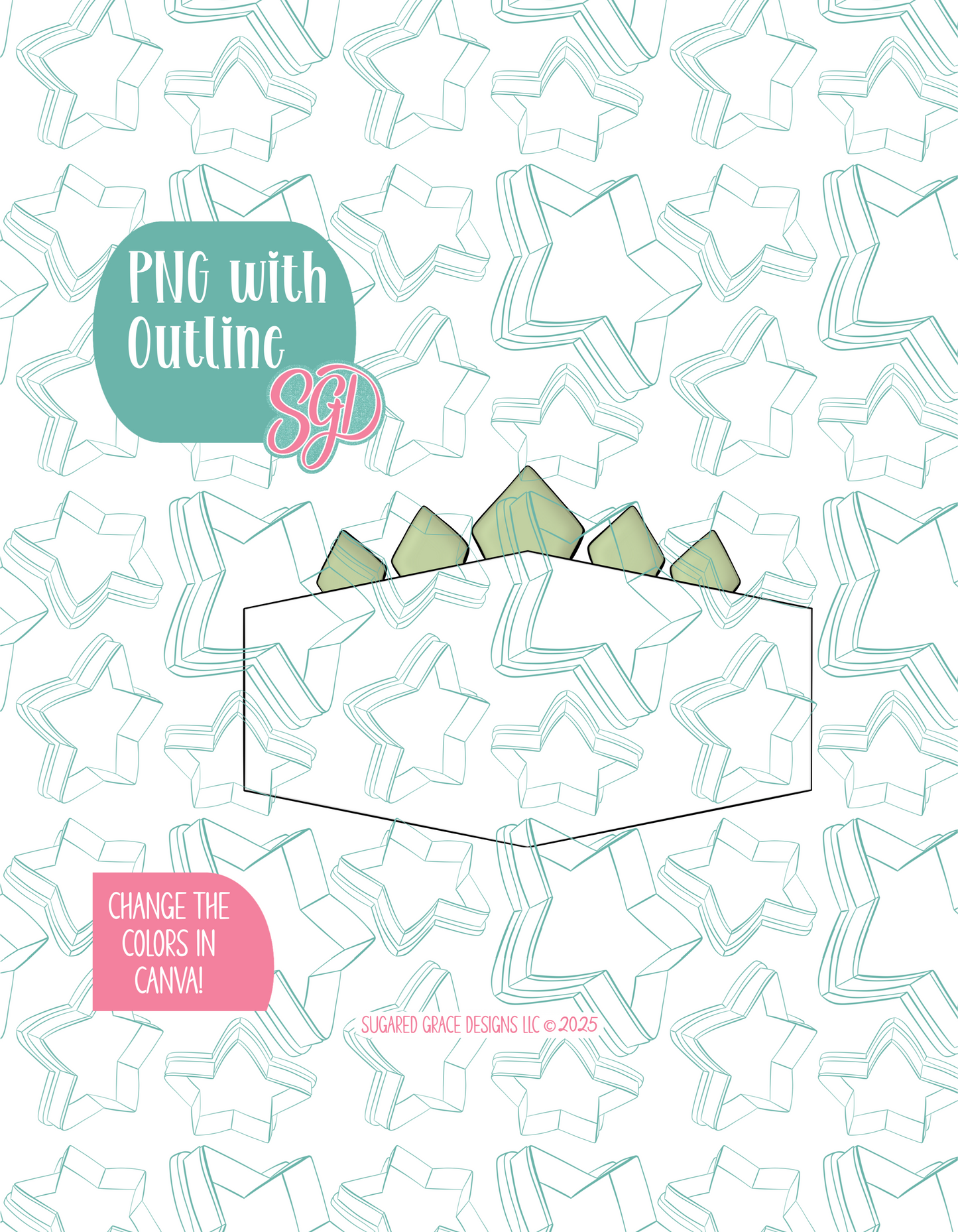 Dinosaur Name Plaque Cookie Cutter with PNG Images to Match - Hand Drawn Graphics for Edible Ink Printers