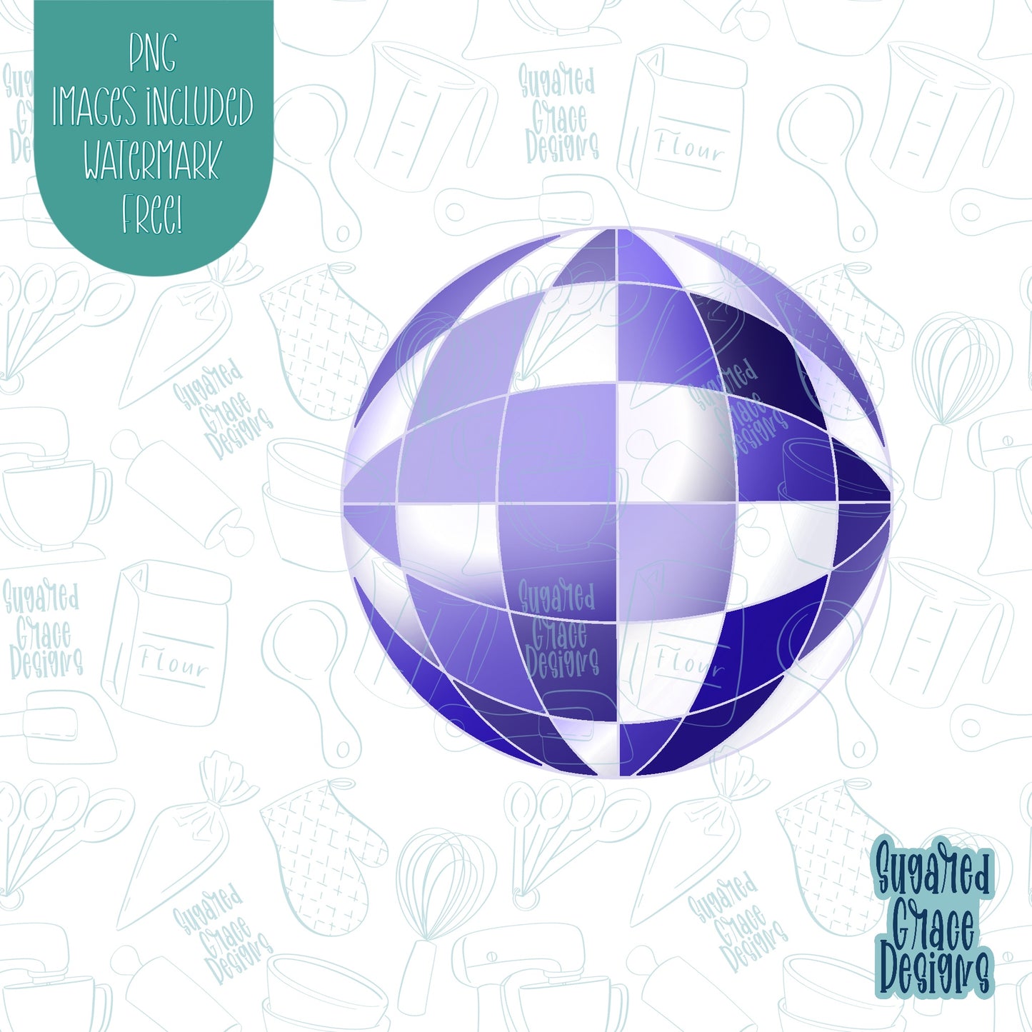 Disco ball cookie cutter with png images for edible ink printers including Eddie