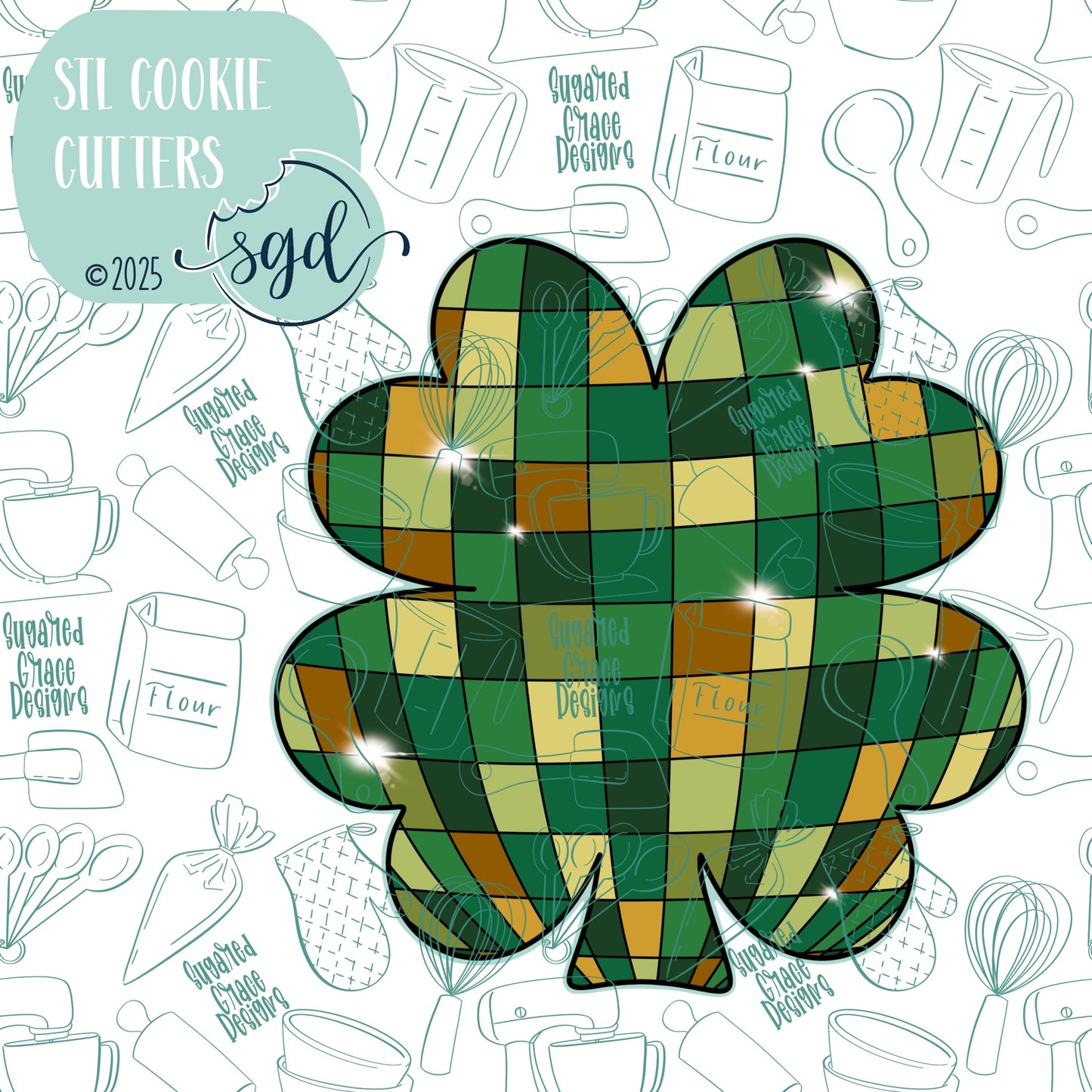 Disco Clover or Shamrock Cookie Cutter STL File  with PNG Images to Match - For 3D Printing and Edible Ink Printers