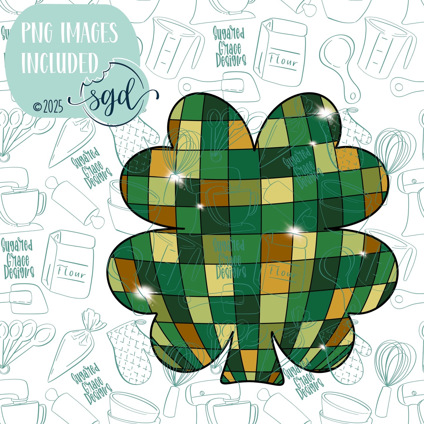 Disco Clover or Shamrock Cookie Cutter STL File  with PNG Images to Match - For 3D Printing and Edible Ink Printers