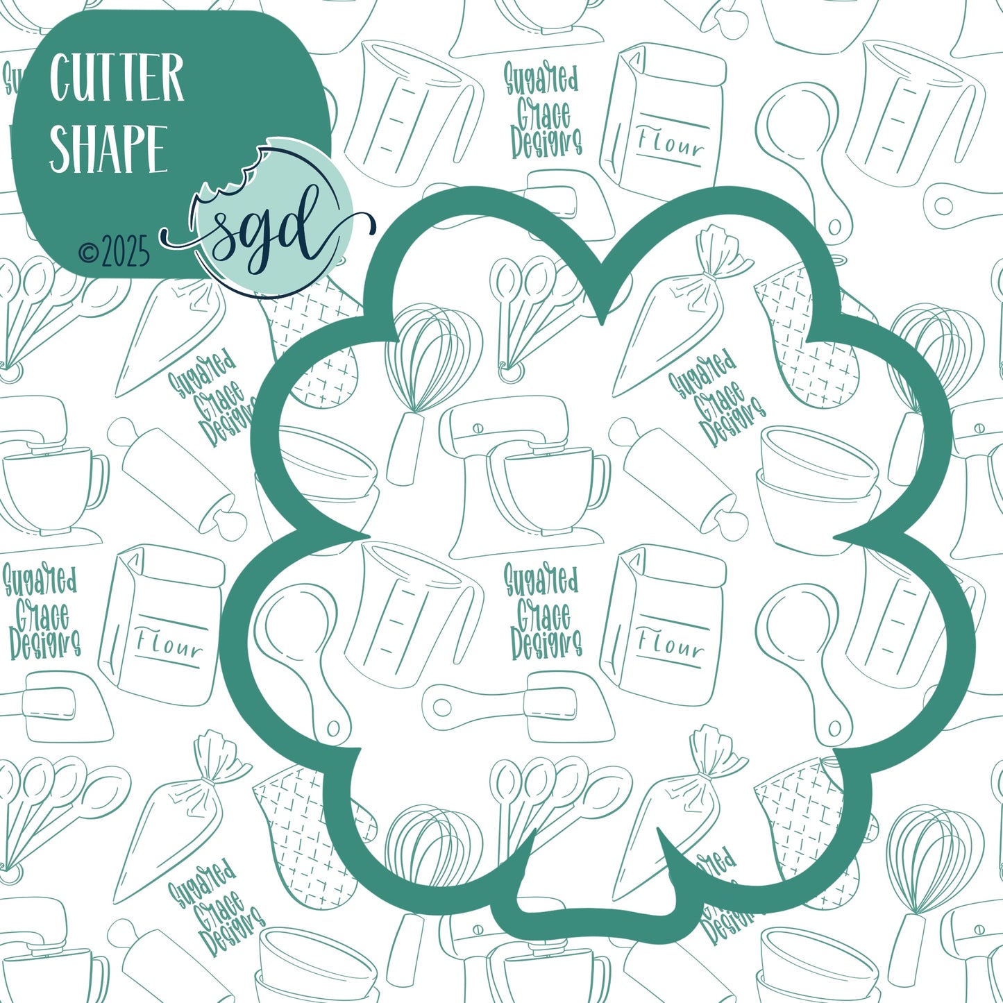 Disco Clover or Shamrock Cookie Cutter with PNG Images to Match - Hand Drawn Graphics for Edible Ink Printers