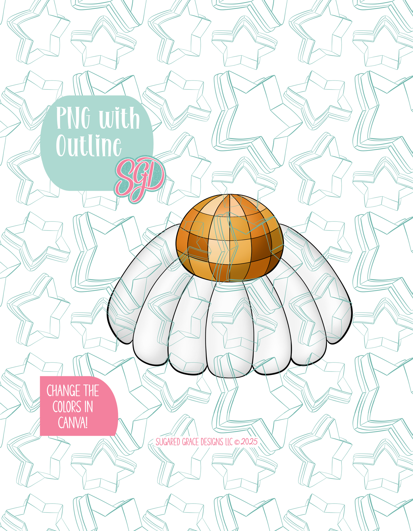 Disco Daisy Cookie Cutter STL and PNG set