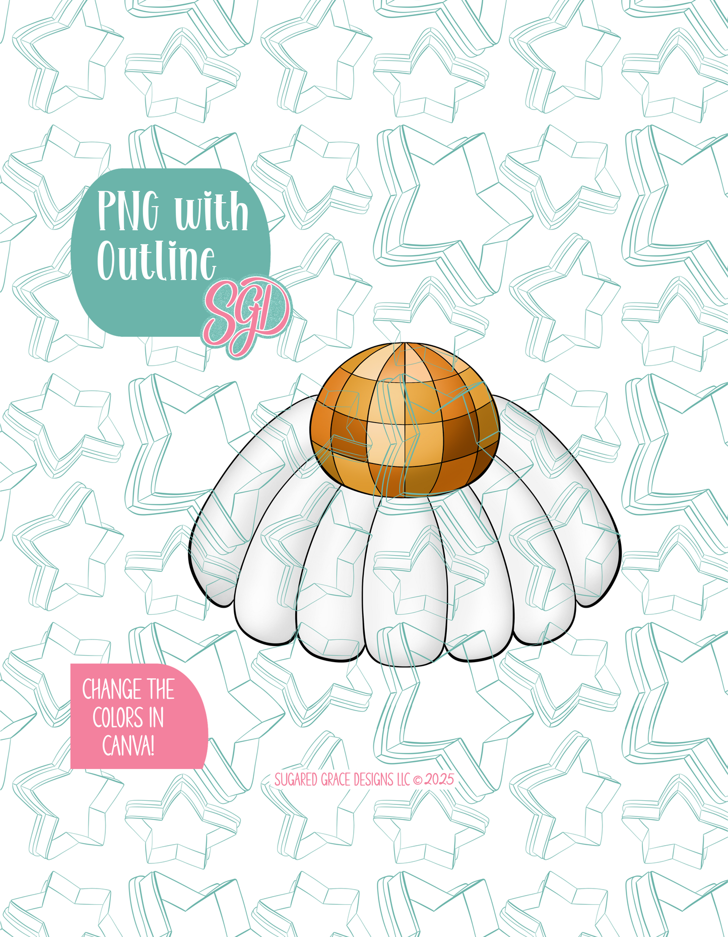 Disco Daisy Cookie Cutter with matching PNG