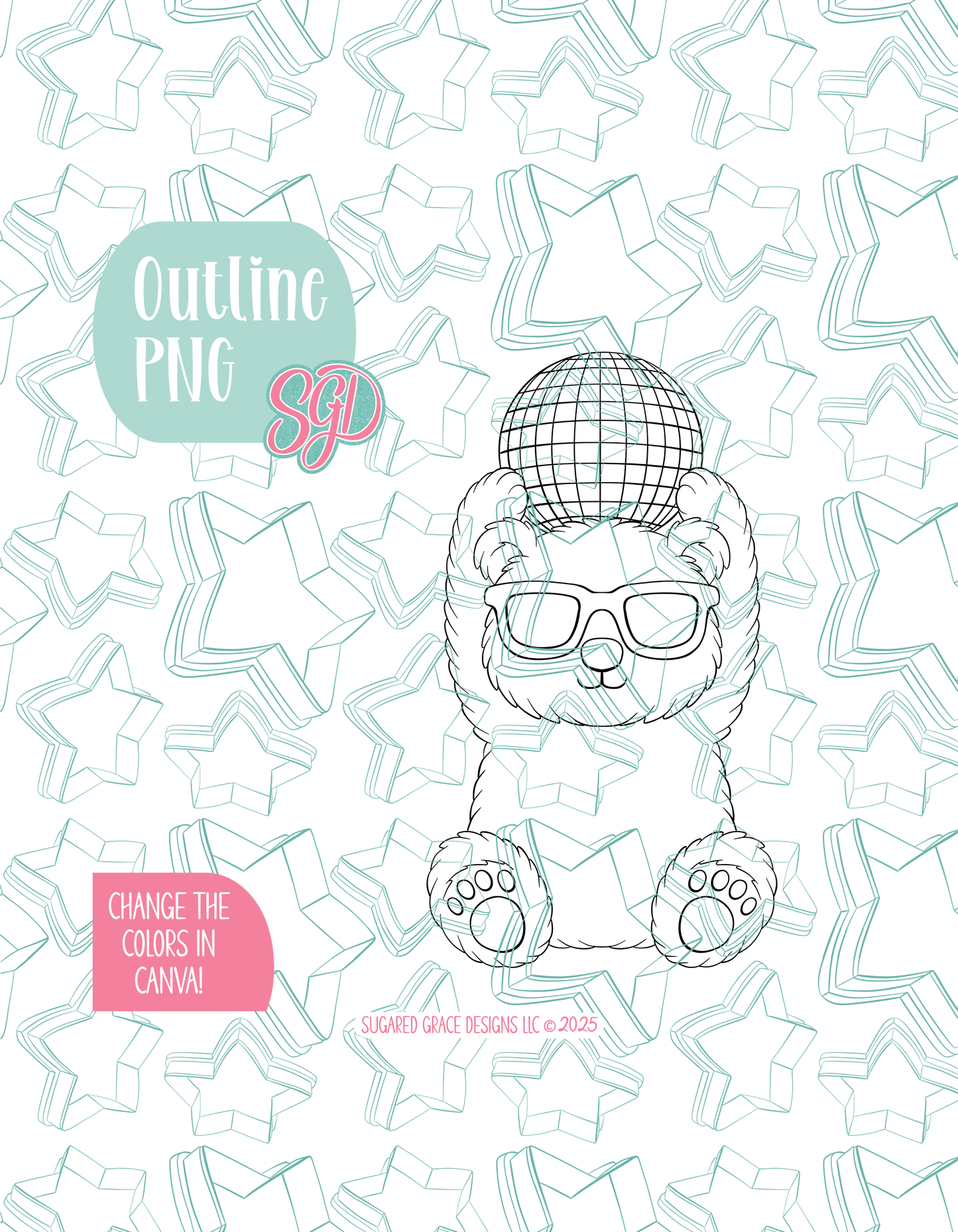 Editable Disco Polar Bear Cookie Cutter STL and PNG (Digital Download)