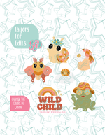 Editable Retro Wild Child Cookie Cutter STL and PNG Set with 6 Designs (Digital Download)