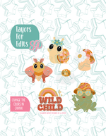 Disco Wild Child Cookie Cutter set with matching PNG - Set of 6 Designs