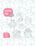 Retro Wild Child Set of 6 Designs for Edible Ink Printers - Hand Drawn Editable Graphics (Digital Download)