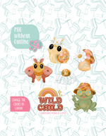 Editable Retro Wild Child Cookie Cutter STL and PNG Set with 6 Designs (Digital Download)