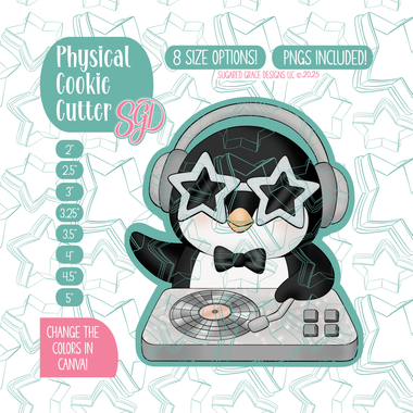 Penguin DJ Cookie Cutter with matching PNG