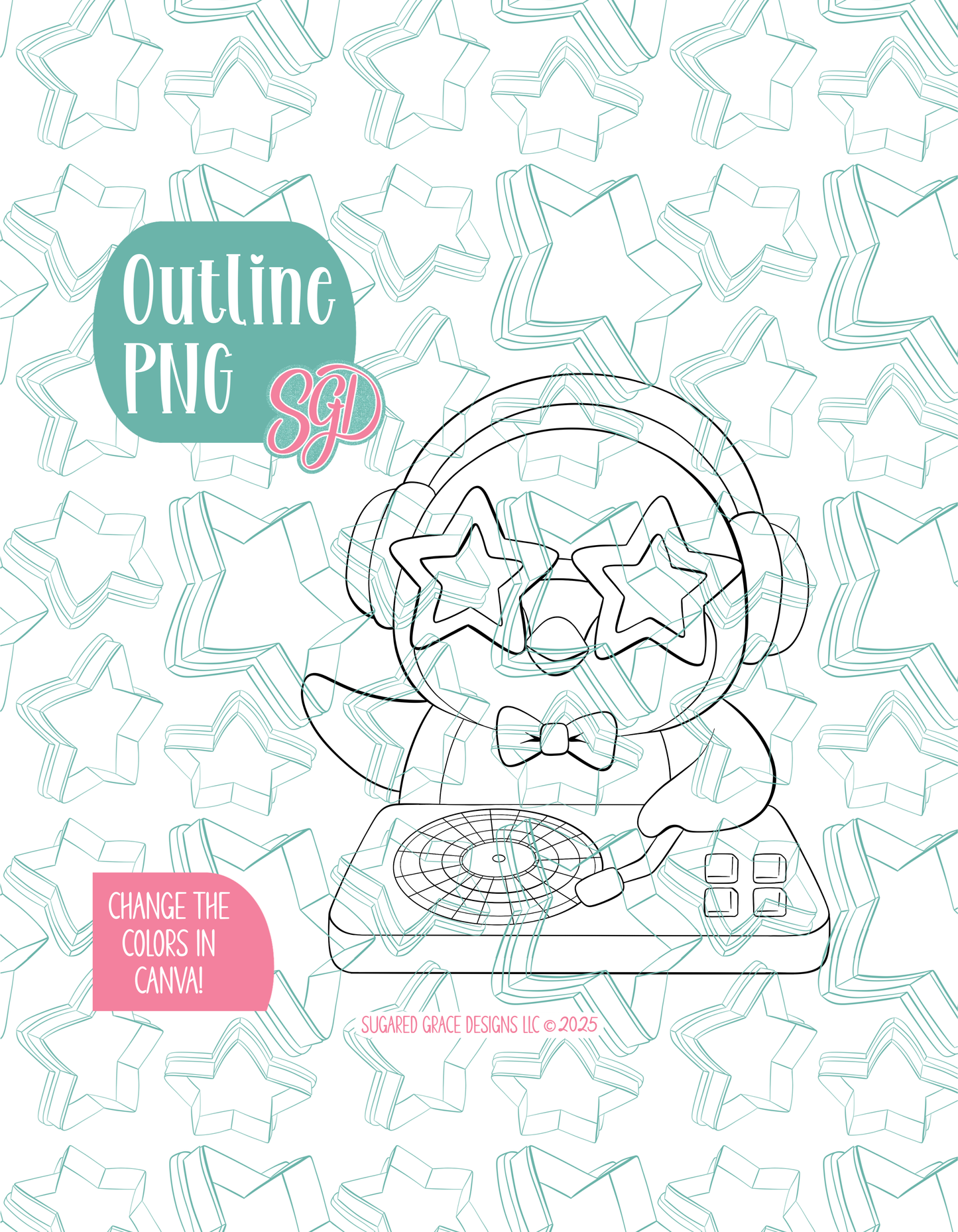 Penguin DJ Cookie Cutter with matching PNG