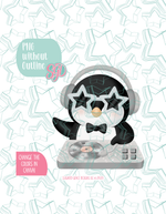 Editable Penguin DJ Cookie Cutter STL and PNG (Digital Download)