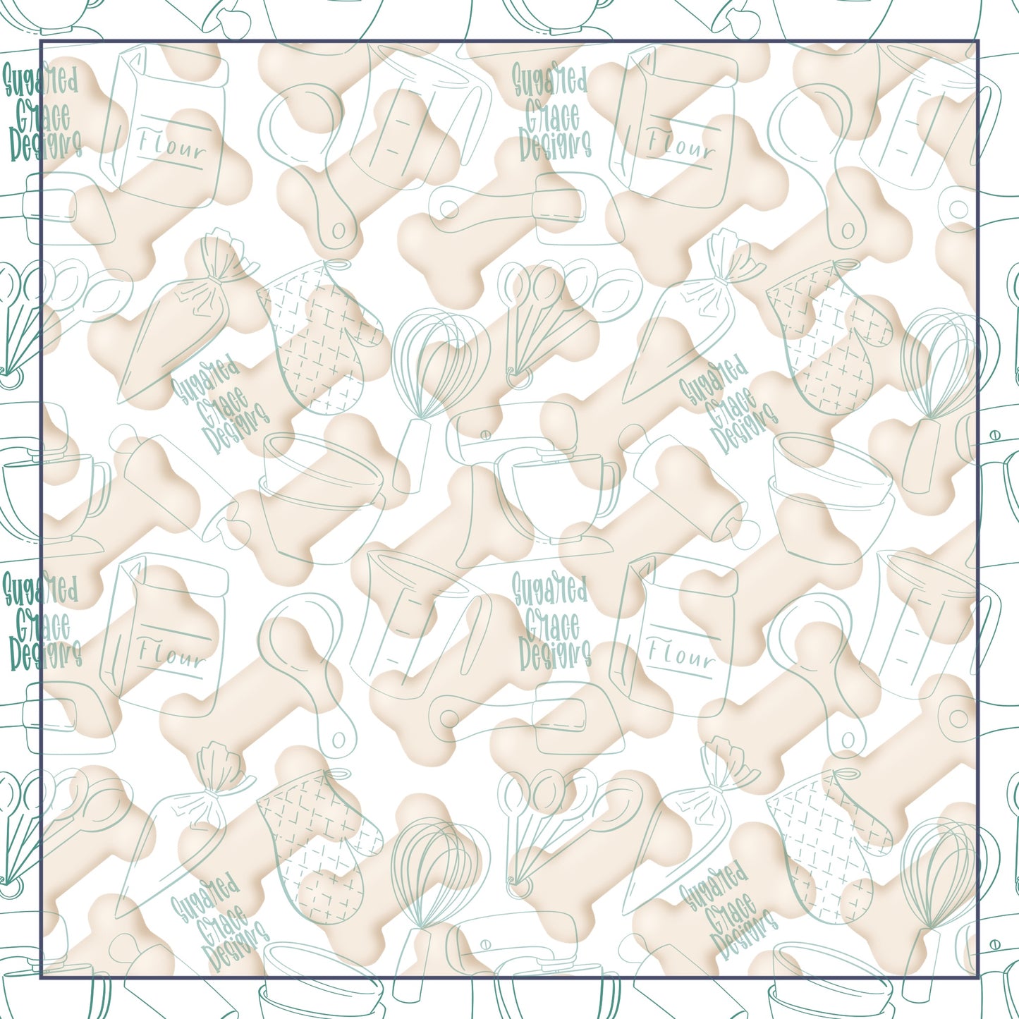 Dog Pattern Cookie Backers Set of 5 in PDF file format with 11 sizes to choose from - Hand Drawn packaging for bags and boxes