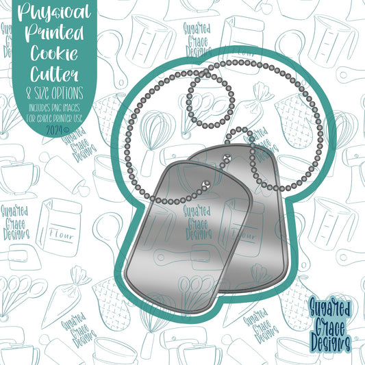 Dog or Military ID Tags Cookie Cutter with Matching PNG Images for Edible Ink Printers Including Eddie