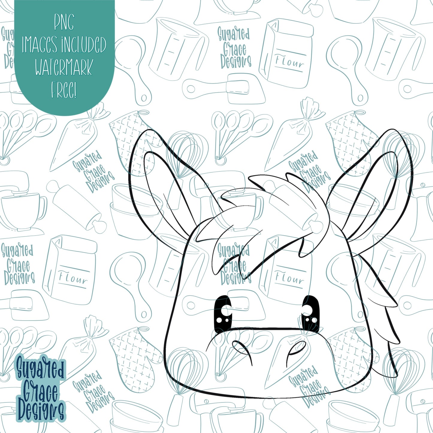 Donkey Cookie Cutter with Matching Printable PNG Images for Edible Ink Printers Including Eddie