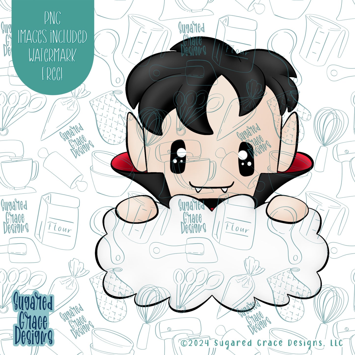 Dracula Plaque Cookie Cutter with Matching Printable PNG Image for Edible Ink Printers Including Eddie