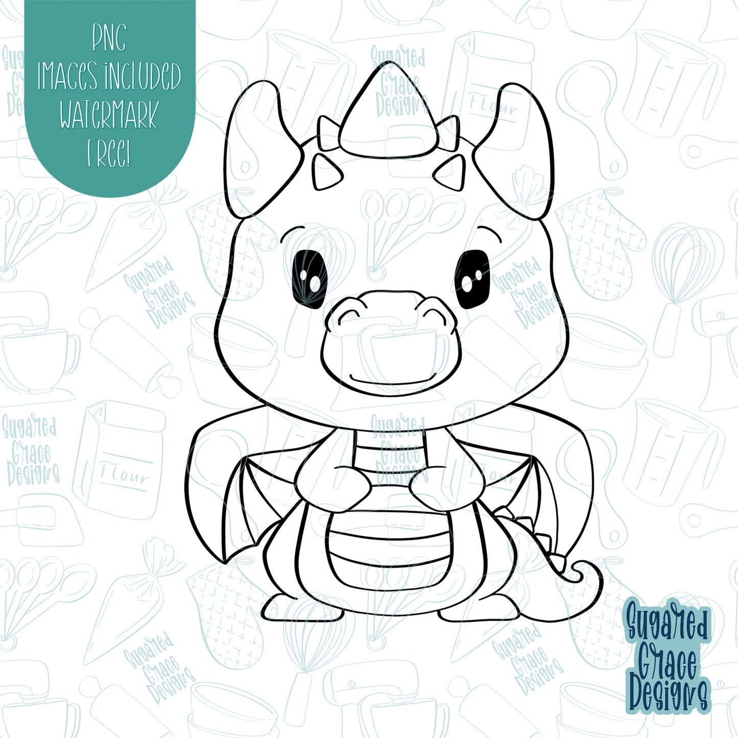 Dragon Cookie Cutter with Matching PNG Image for Edible Ink Printers Including Eddie