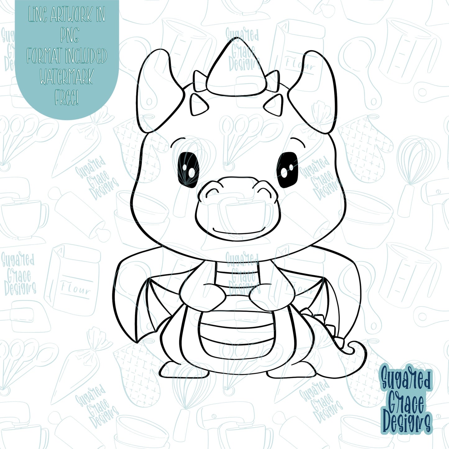Dragon Cookie Cutter STL Files for 3D Printing with Matching Printable PNG Images for Edible Ink Printers Including Eddie