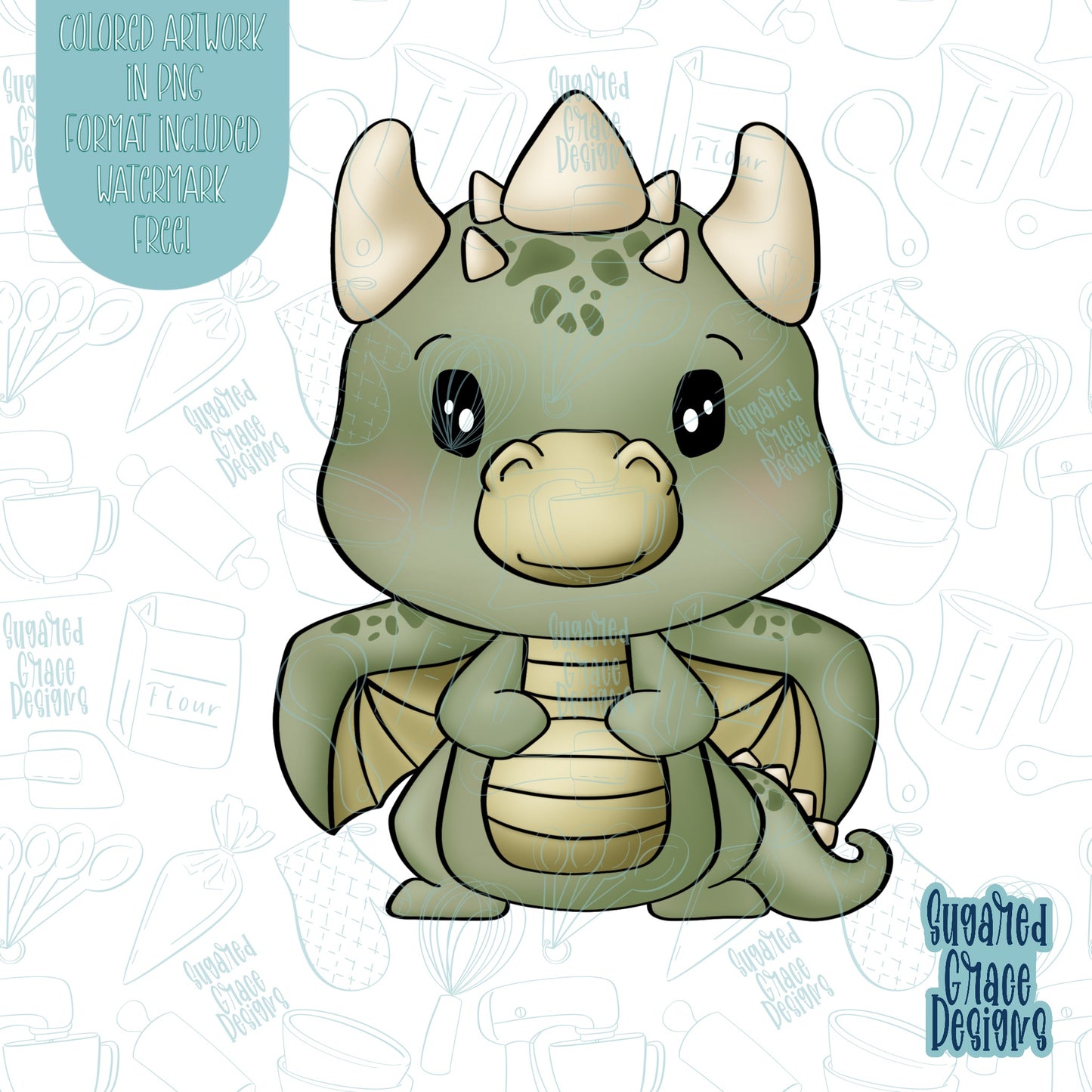 Dragon Cookie Cutter STL Files for 3D Printing with Matching Printable PNG Images for Edible Ink Printers Including Eddie
