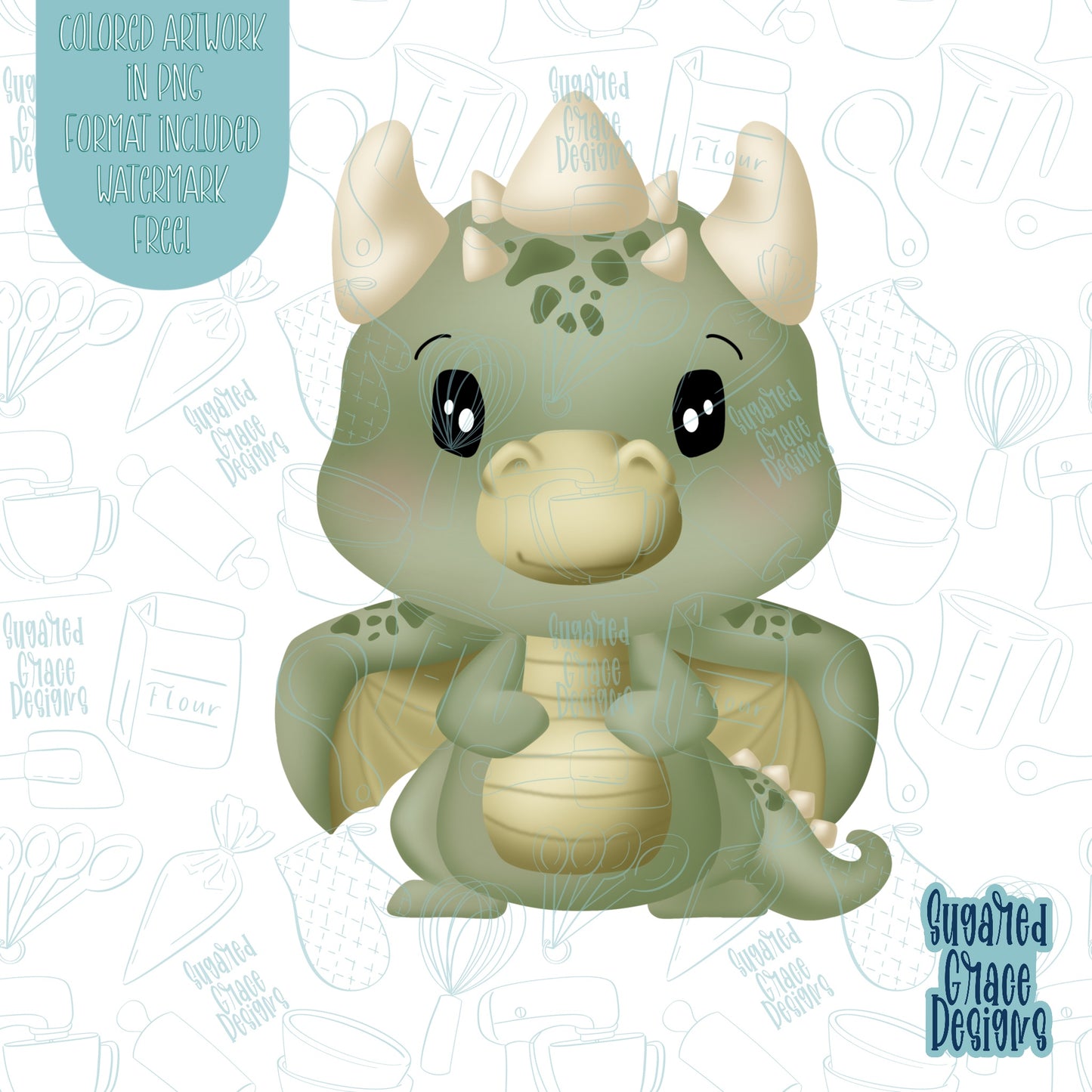 Dragon Cookie Cutter STL Files for 3D Printing with Matching Printable PNG Images for Edible Ink Printers Including Eddie