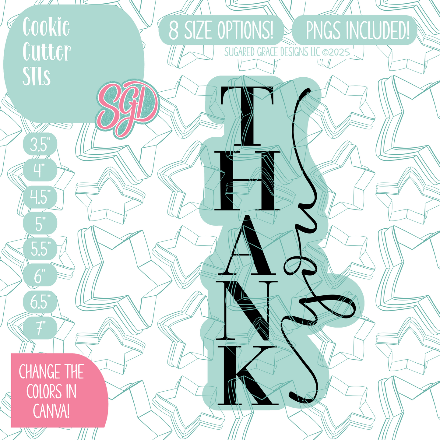 Dressy Thank You Plaque Cookie Cutter STL File with PNG Images to Match - For 3D Printing and Edible Ink Printers