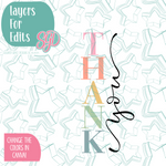 Dressy Thank You Cookie Cutter Plaque with PNG Images to Match - Hand Drawn Graphics for Edible Ink Printers