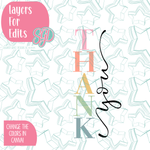 Dressy Thank You PNG Image Set for Edible Ink Printers - Hand Drawn Editable Graphics