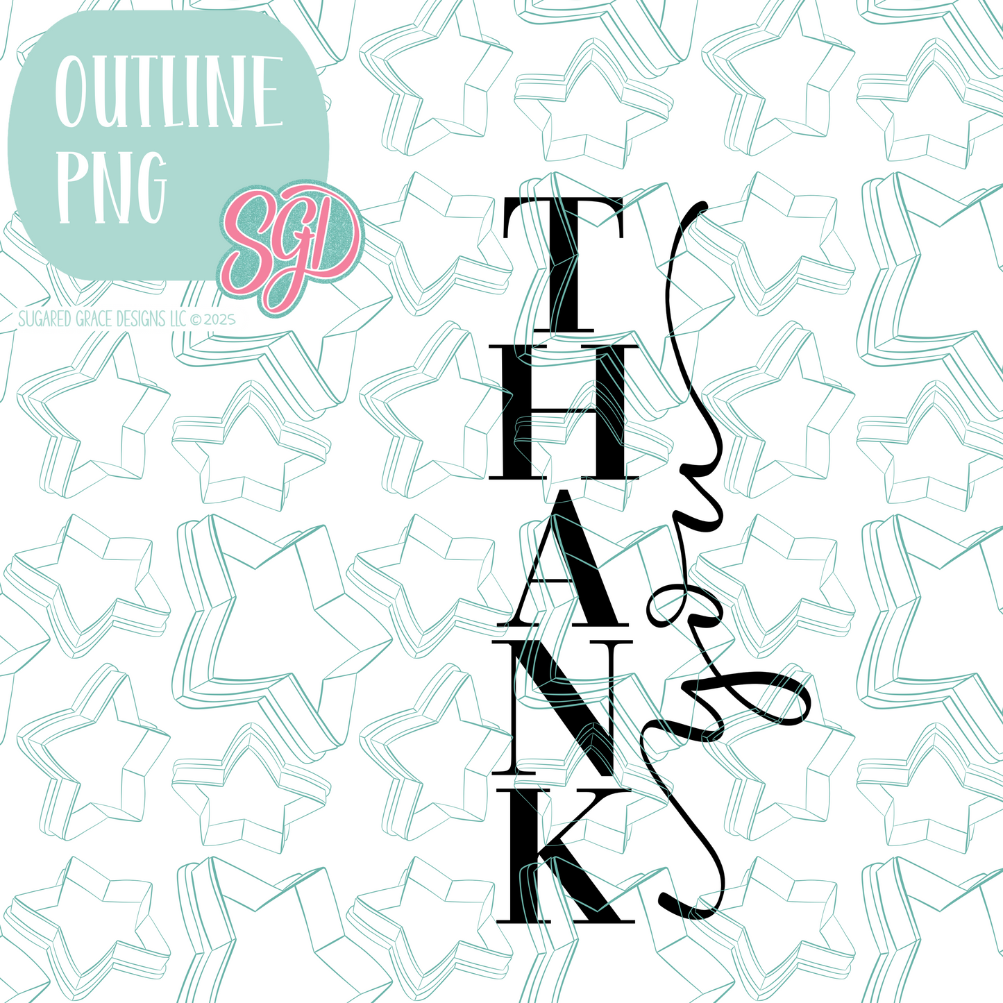 Dressy Thank You Plaque Cookie Cutter STL File with PNG Images to Match - For 3D Printing and Edible Ink Printers