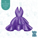 Purple dress cookie cutter with png images for edible ink printers including Eddie