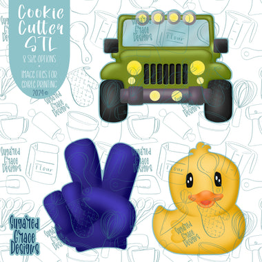 Duck Duck Truck Cookie Cutter STL File Set of 3 for 3D Printing with Matching Printable PNG Images for Edible Ink Printers Including Eddie