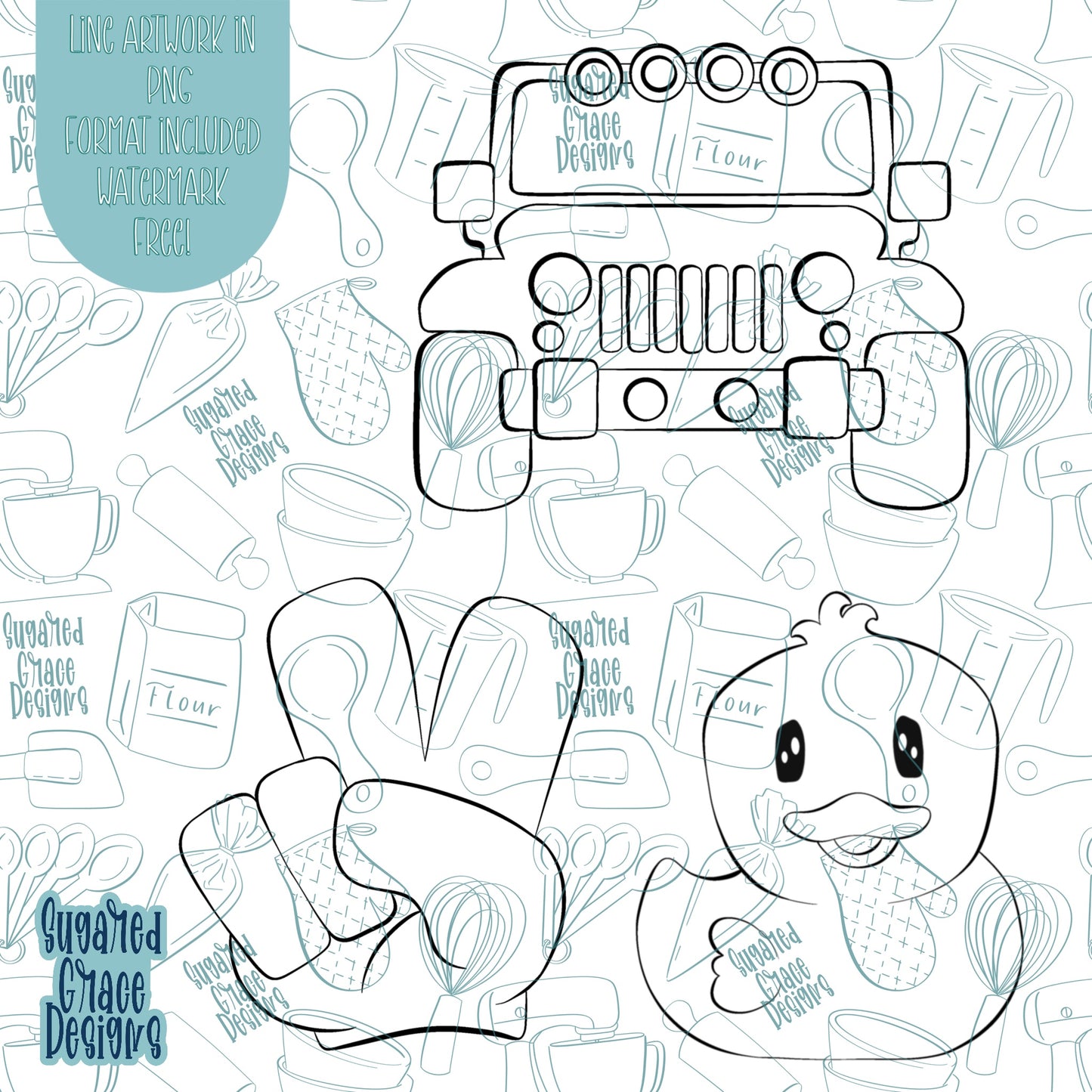 Duck Duck Truck Cookie Cutter STL File Set of 3 for 3D Printing with Matching Printable PNG Images for Edible Ink Printers Including Eddie