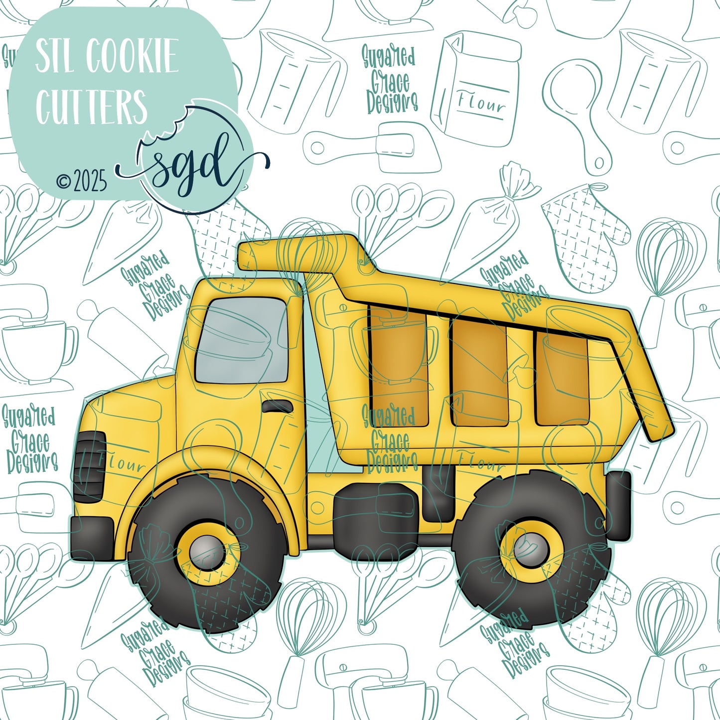 Construction Dump Truck Cookie Cutter STL File  with PNG Images to Match - For 3D Printing and Edible Ink Printers