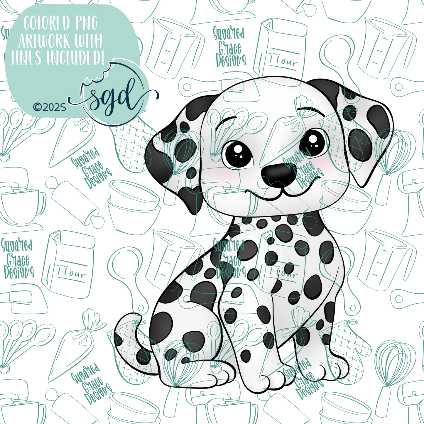 Dalmatian Puppy Dog Cookie Cutter STL File with PNG Images to Match - For 3D Printing and Edible Ink Printers
