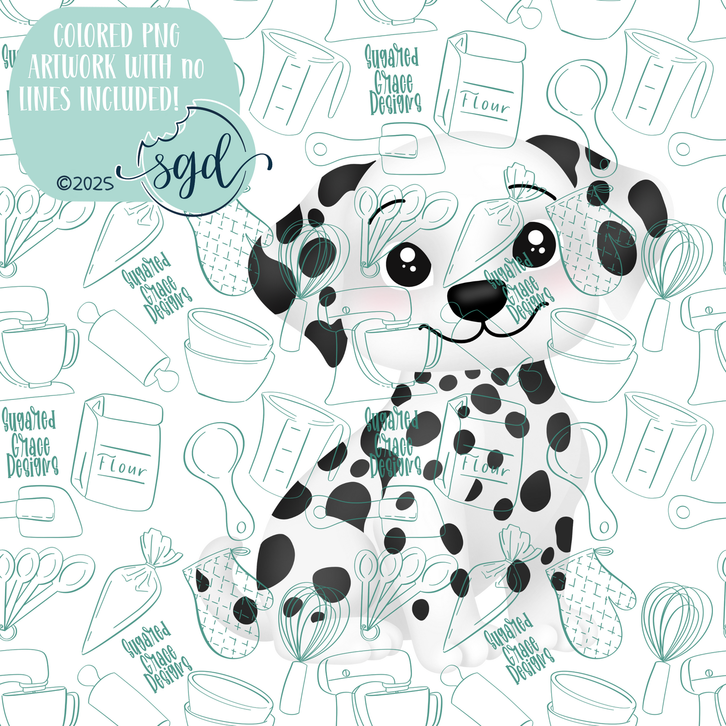 Dalmatian Puppy Dog Cookie Cutter STL File with PNG Images to Match - For 3D Printing and Edible Ink Printers