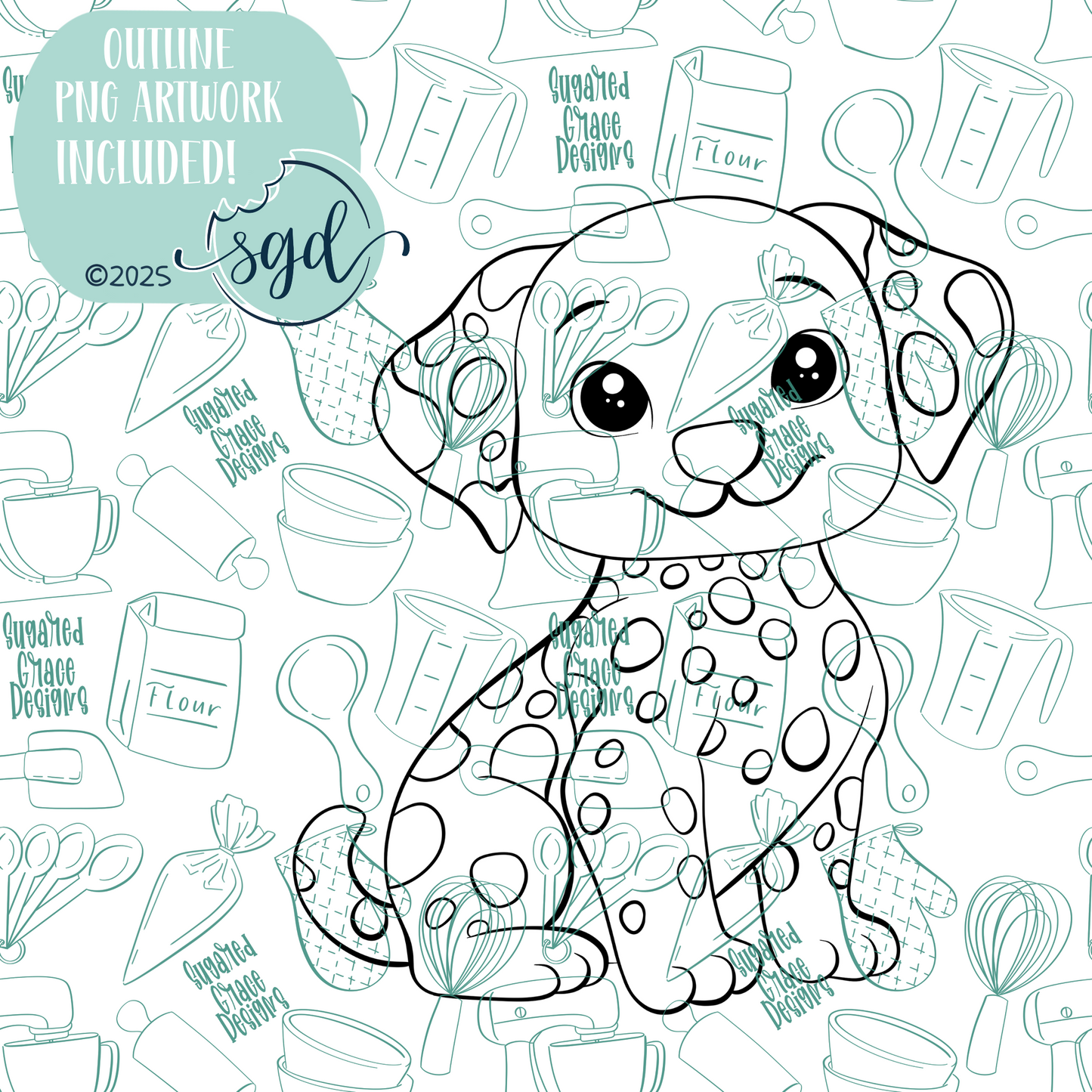 Dalmatian Puppy Dog Cookie Cutter STL File with PNG Images to Match - For 3D Printing and Edible Ink Printers