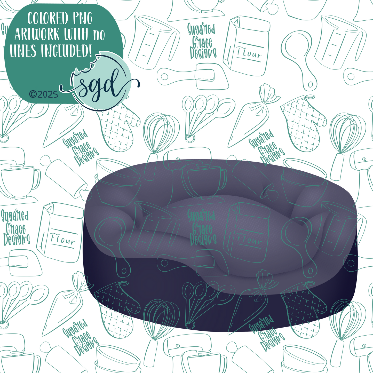 Navy Dog BedCookie Cutter with PNG Images to Match - Hand Drawn Graphics for Edible Ink Printers