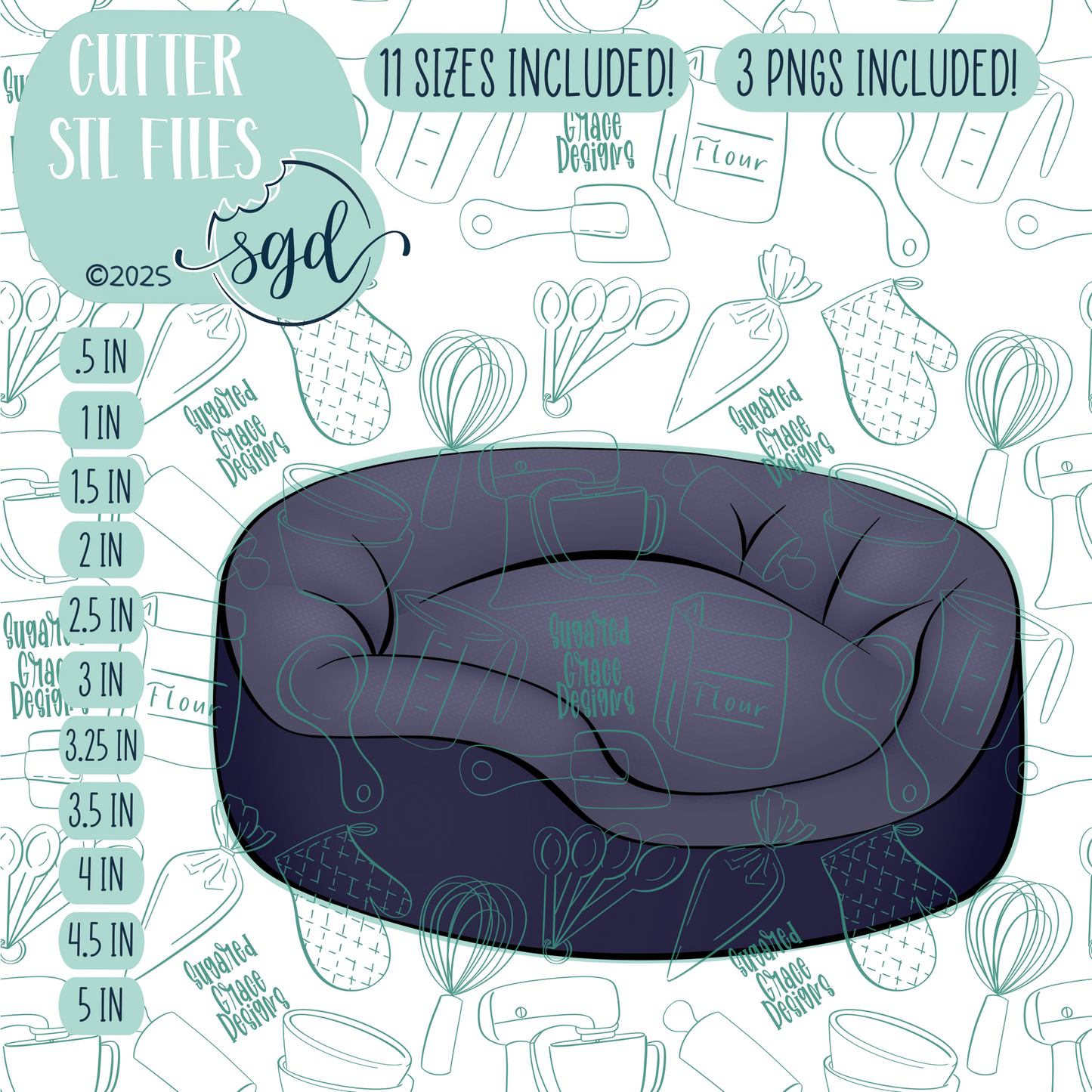 Dog Bed Cookie Cutter STL File  with PNG Images to Match - For 3D Printing and Edible Ink Printers