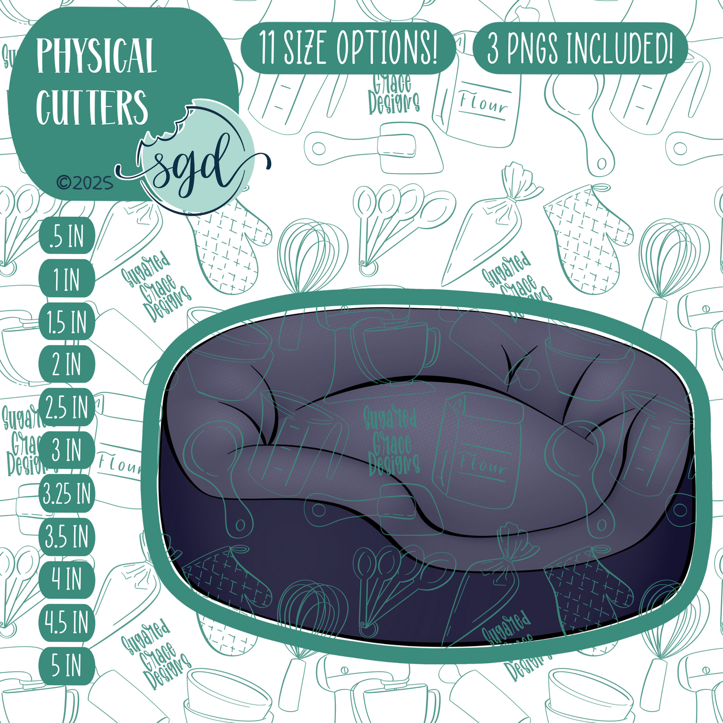 Navy Dog BedCookie Cutter with PNG Images to Match - Hand Drawn Graphics for Edible Ink Printers