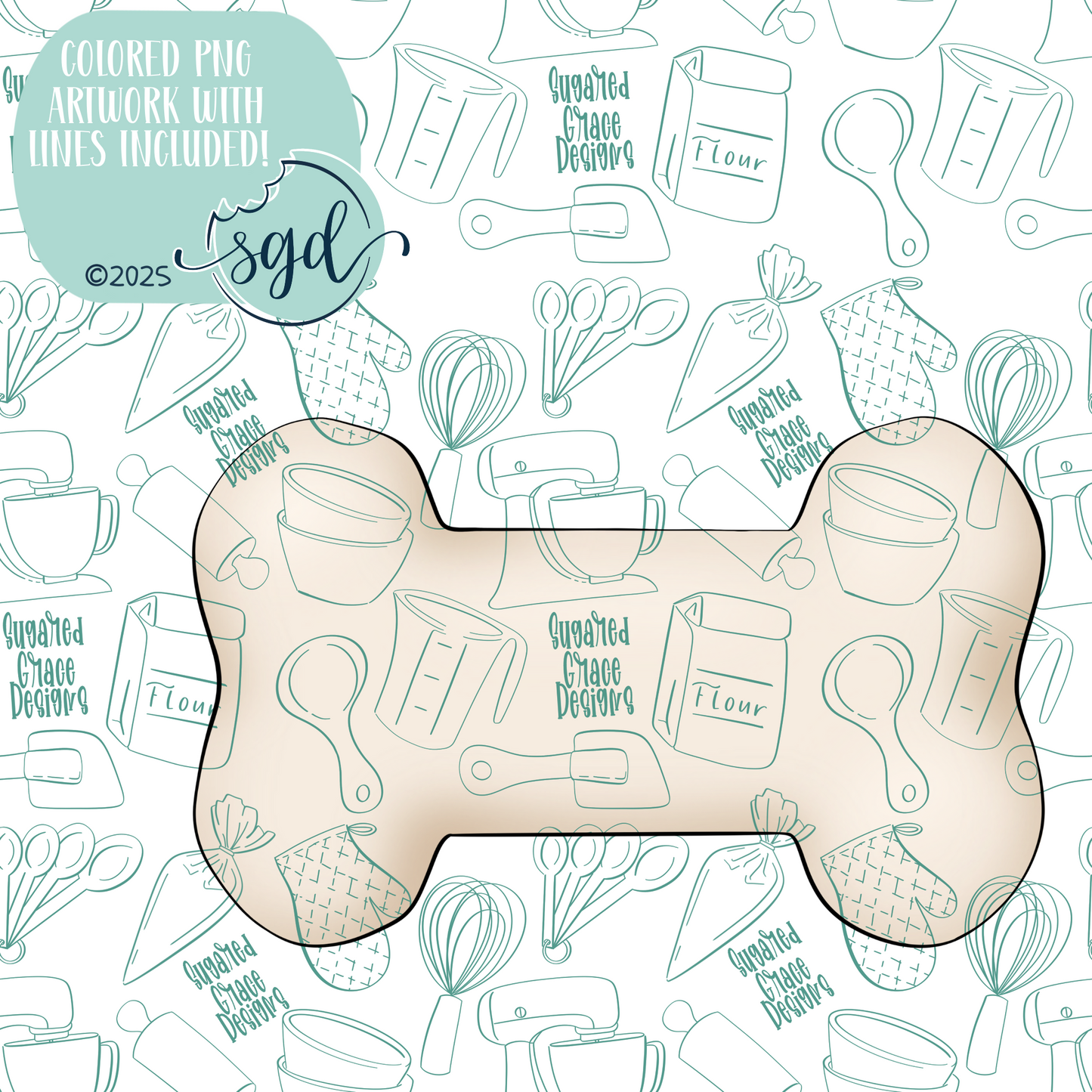 Classic Dog BoneCookie Cutter STL File  with PNG Images to Match - For 3D Printing and Edible Ink Printers