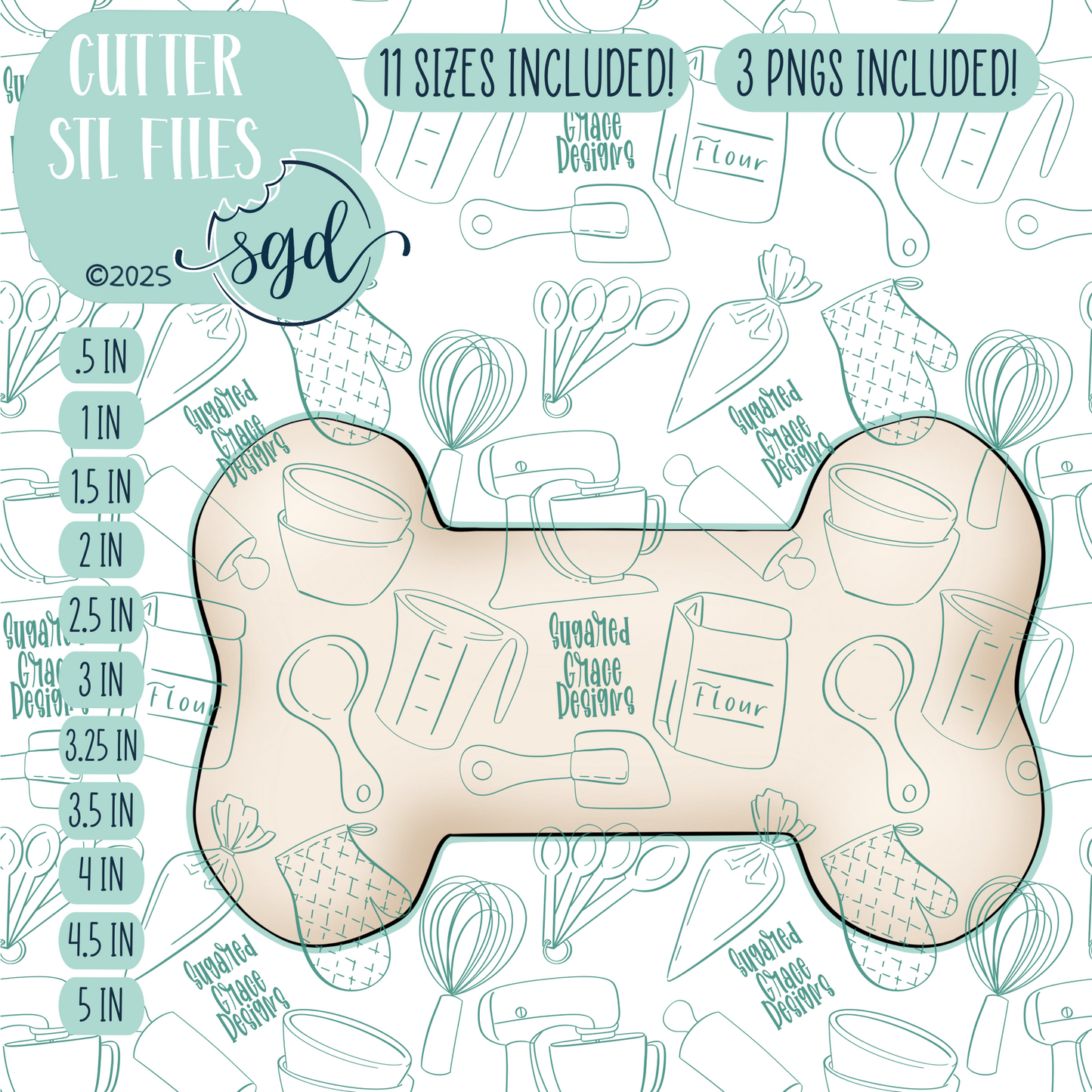 Classic Dog BoneCookie Cutter STL File  with PNG Images to Match - For 3D Printing and Edible Ink Printers