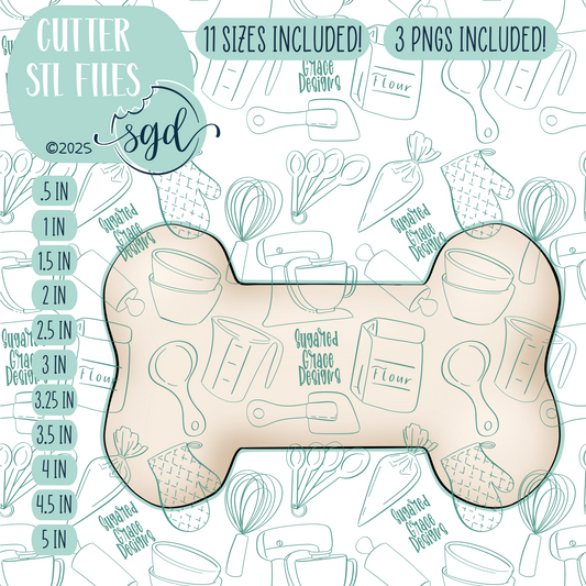 Classic Dog BoneCookie Cutter STL File  with PNG Images to Match - For 3D Printing and Edible Ink Printers
